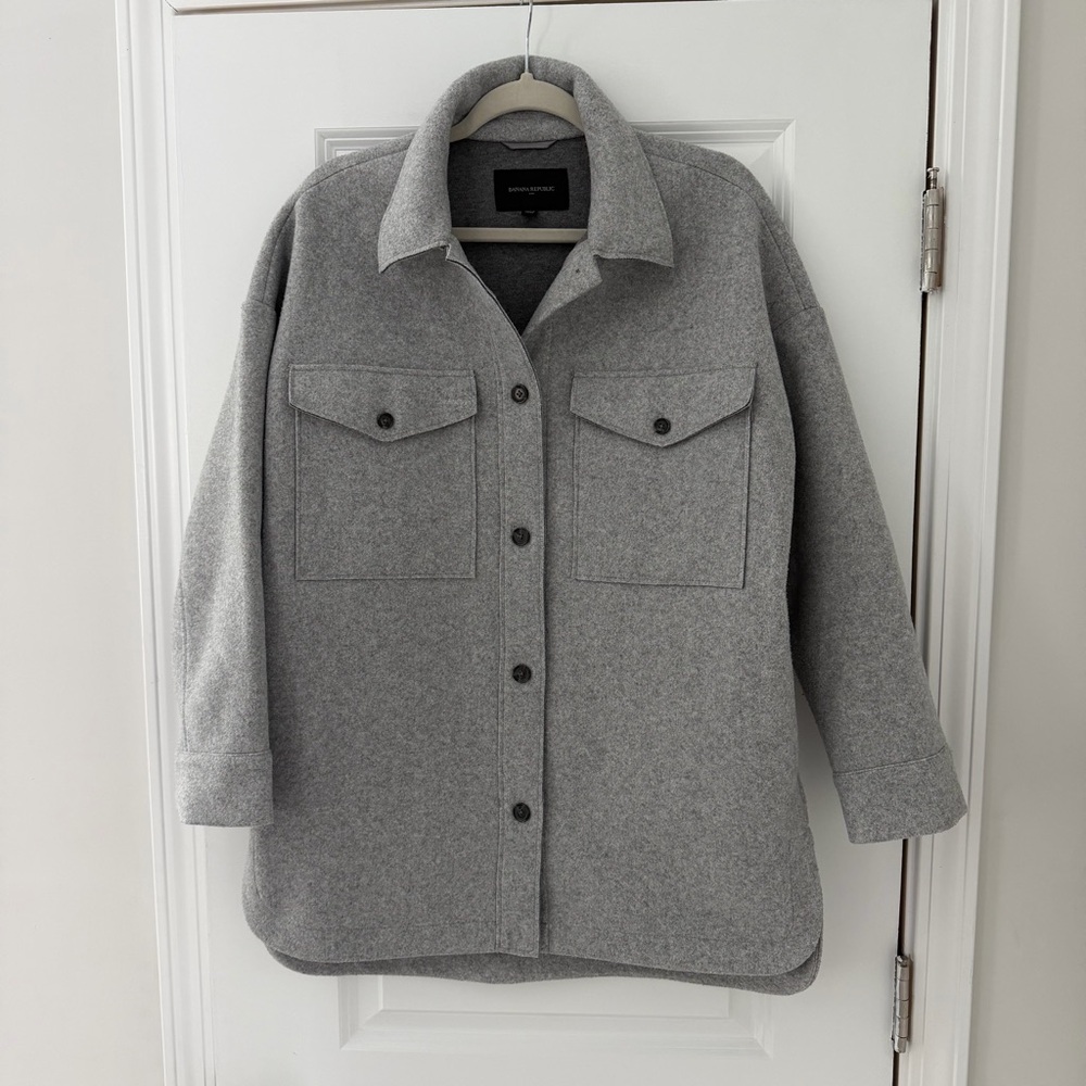 Banana Republic Gray Wool-Blend Shacket